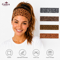 Genya Promotion Bandeau Tête de Léopard Coloré Vintage en Polyester Très Élastique pour Femmes, Accessoire Cheveux Sportif