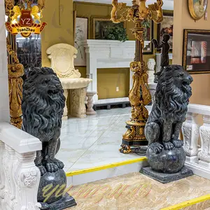 Vendita calda protezione A grandezza naturale un paio di Statue di leoni in bronzo decorazioni per la casa scultura di statua di leone in rame bronzo in vendita