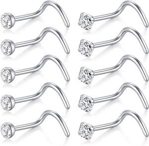 कारखाने थोक टाइटेनियम मोइससानाइट पत्थर नाक स्टड के आकार के फैशन शरीर के गहने की नाक स्टड महिलाओं के लिए - Product Image 1