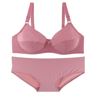 Ensemble soutien-gorge et culotte grande taille, couleur unie nude, bonnets D, E, F - Product Image 3