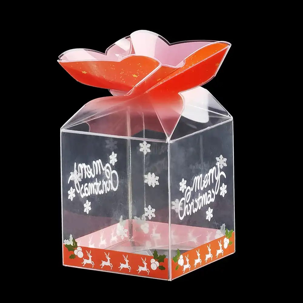 Penjualan Langsung dari Pabrik Kotak Makanan Hadiah Natal Kotak Plastik Bening Plastik Kemasan Berbentuk Bunga Lipat