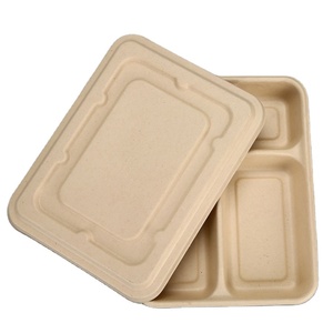 Bandeja desechable Biodegradable para alimentos, bandeja para comida con tapa, para extraer caña de azúcar, 100% - Product Image 1