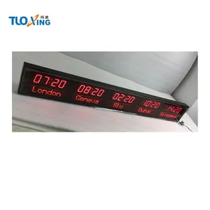 Led digital tiempo del mundo Reloj de pared LED Reloj de pared Hotel zona reloj