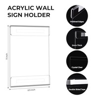 Support mural transparent en acrylique pour affiches, cadre pour photos, menus, prospectus, présentoir pour la maison, le bureau, les magasins de détail