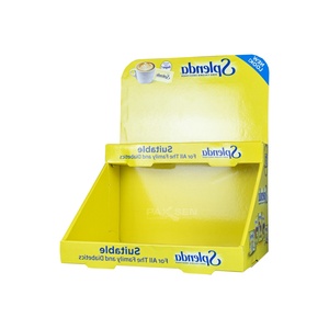 Custom Color Printed Foldable Eco-Friendly 2 Tier Counter Top Corrugated Cardboard Snack Display <b>Stand</b> for Coffee <b>Drinks</b> - Product Image 3