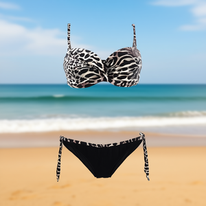 Set bikini HDJ con stampa leopardata, top push-up e slip con laccetti laterali, taglie 44, 46, 48, 50 - Product Image 2