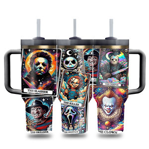 Vaso Térmico de Halloween con Diseño de Pesadilla Antes de Navidad, Taza de Café Aislada de 40oz, de Acero Inoxidable de Doble Pared con Asa - Product Image 4