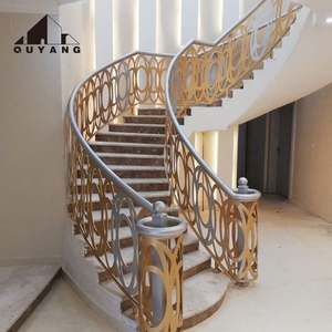 Quyang Biệt Thự Sang Trọng Trang Trí Kim Loại Brass Lan Can Hoàng Gia Lan Can Vàng Màu Brass Lan Can Cho Cầu Thang - Product Image 6