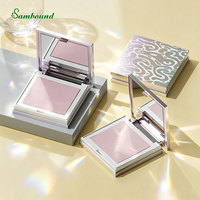 Boîte à poudre compacte carrée personnalisée, irisée, électro-plaquée, avec coussin magnétique, rechargeable, couleur unique, vide
