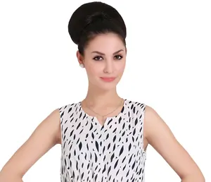 SARLA Rambut Palsu Hitam Sintetis Afro Kinky, Rambut Palsu, Hiasan Sanggul Ekstensi Donat, Tali Serut Chignon, Rambut Besar