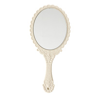 Grand miroir de maquillage à poignée, motif rétro européen, portable, en paille de blé, vente en gros d'usine