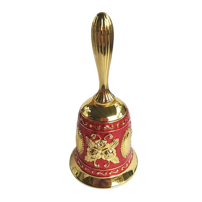 Hot Sale Metal Rose Bell Zinc Alloy Gold Bell With Red Epoxy