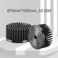 Disipador de calor de refrigeración pasivo Led redondo de aluminio anodizado negro de 20W de 70mm de diámetro