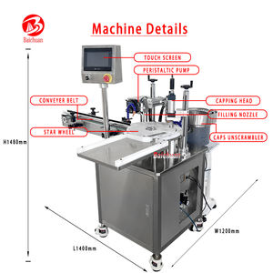 Machine automatique de remplissage et de bouchage de flacons de crème de beauté pour le visage à 1 tête, pour flacons de pâte cosmétique verticale - Product Image 3