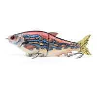 Leurre de pêche artificiel en gros, appât dur, queue souple, deux sections, simulation réaliste, action de nage en S, plastique ABS