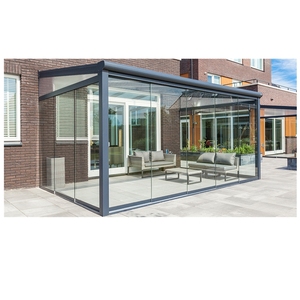 Véranda murale en aluminium avec porte coulissante, jardin d'extérieur, véranda en verre - Product Image 1