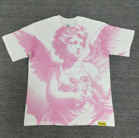 Kaos Heavyweight 300g Bermotif 100% Katun Bernapas, Model Longgar, Lengan Pendek, Kerah O, untuk Pria & Wanita