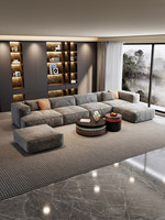 Canapé sectionnel minimaliste italien en bois avec dossier souple, inclinable, garantie 10 ans, grande taille pour salon de villa