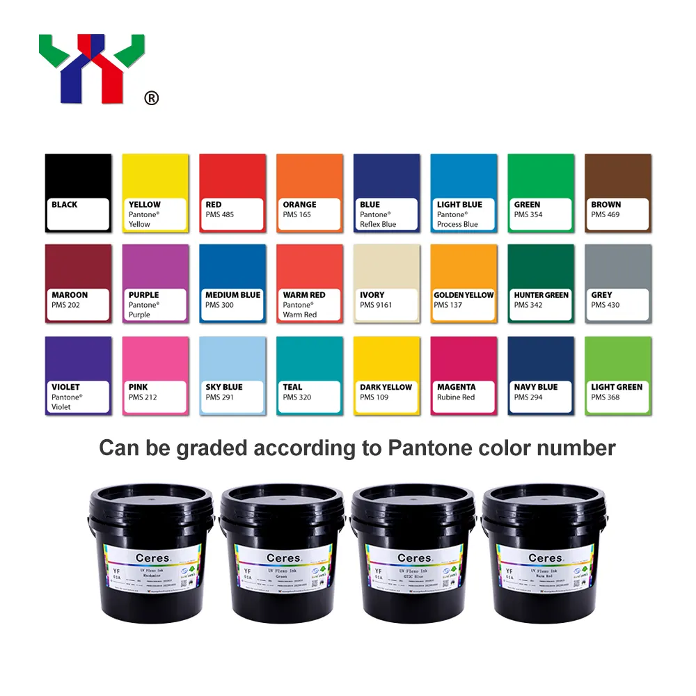 Ceres Pabrik Kualitas Tinggi UV LED Flexo Tinta untuk Film Printing,UNS Magenta 5Kg/Dapat