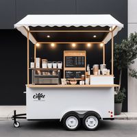 Gerobak/Trailer Makanan BBQ Pizza Hot Dog dengan Lampu LED, Peralatan Dapur Jalanan, Kios Truk Makanan Cepat Saji Kopi untuk Restoran