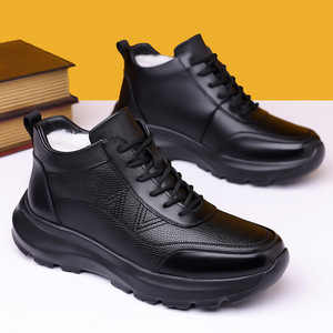 Botas de Nieve de Invierno para Hombre, de Cuero Genuino, Punta Redonda, Forro de Felpa, Suela de Goma Antideslizante, Entresuela de EVA, Cálidas y Casuales - Product Image 2