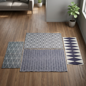 Tapis d'extérieur moderne en coton tissé résistant aux intempéries, à poils longs, pour patio, jardin, balcon, usage intérieur, léger, réversible, lavable - Product Image 1