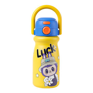 Cartoon Handle Insulated <b>Water</b> <b>Bottle</b> 500Ml Portable <b>Childrens</b> Vacuum Flask Stainless Steel Straw Cup Student Dual Drinking - Product Image 5