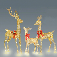 Ornements de Noël faits à la main en fer forgé, décorations DIY Père Noël et rennes, figurines lumineuses à LED, décorations festives créatives avec bois de renne