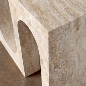 Table <span class=keywords><strong>console</strong></span> multifonctionnelle moderne en marbre travertin Cammy Stone, design Wabi-Sabi pour <span class=keywords><strong>entrée</strong></span> et salon - Product Image 5