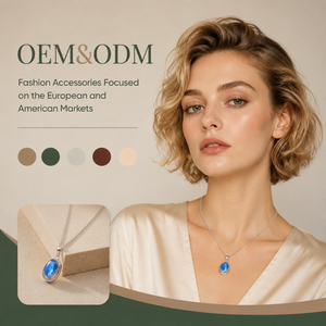 Colliers pendentifs en argent plaqué OEM/ODM en gros, bijoux ovales en pierre de lune pour femmes - Product Image 1