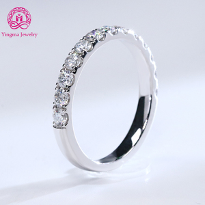 9k 18k ठोस सोने के गहने रिंग मोइससानाइट वेडिंग बैंड रिंग 14k असली सफेद सोना 2.8 मिमी मोइससानाइट हाफ अनंत रिंग्स - Product Image 1