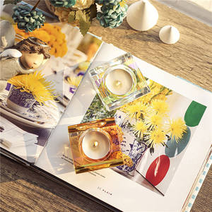 Portacandele votivi in cristallo Tealight 2.5 "Set di 2 portacandele in vetro geometrico - Product Image 3