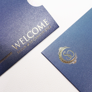 Carte d'<span class=keywords><strong>invitation</strong></span> personnalisée pour anniversaire, mariage ou destination de <span class=keywords><strong>voyage</strong></span> avec pochette bleue - Product Image 5