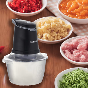 Machine à frire électrique 400W, capacité 2L, en acier inoxydable, haute efficacité, mini-hachoir avec 4 lames, 2 vitesses, pour hacher et broyer - Product Image 2