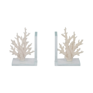 Fermalibri Decorativi in Vetro Corallo, Ispirazione Costiera, Arredo Moderno per Scrivania - Product Image 1