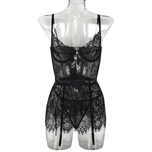 Chemise de nuit de mariée en maille bon marché avec <span class=keywords><strong>jarretière</strong></span>, nuisette sexy mini pour femme, lingerie babydoll en dentelle transparente - Product Image 5