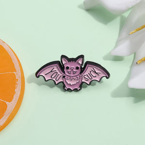 Schattige Paarse Vleermuis Dier Email Pin Custom You Zuigen Halloween Punk Broche Revers Rugzak Badge Gothic Sieraden Cadeau Voor Vrienden - Product Image 2