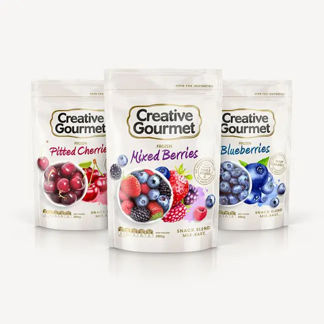 Custom Digital Gravure Printing Resealable Stand Up Pouch Packaging Bags For Frozen Mixed Berries