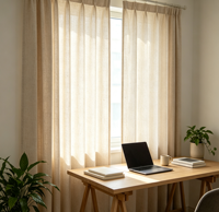 Voilage semi-occultant effet lin, style chaleureux, personnalisable, taie de rideau, taux d'occultation 50-60% pour salon