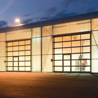 Porte de garage sectionnelle en aluminium et verre, transparente, à vue complète, pliable, pour cour et entrée commerciale