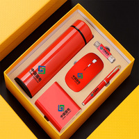 Set kotak hadiah promosi 5 dalam 1, Bank daya pena Usb Mouse Set hadiah pria ramah lingkungan produk 2024