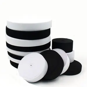 10mm-70mm Polyester Crochet Elastic Spool White Black Knit Designer Elastic Bands for Sewing Waistband and Pants Waist