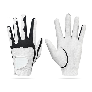 Gants de golf en cuir d'agneau respirants, antidérapants, personnalisables pour hommes et femmes, noir et blanc - Product Image 1