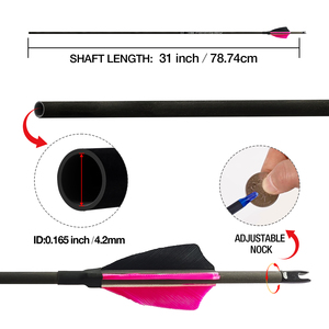 Trọng Lượng Nhẹ Bền id3.2/4.2/6.2 Spine250 300 400 500 600 700 800 900 1000 Tinh Khiết Carbon Mũi Tên Trục Cho Bắn Cung & Săn Bắn - Product Image 3