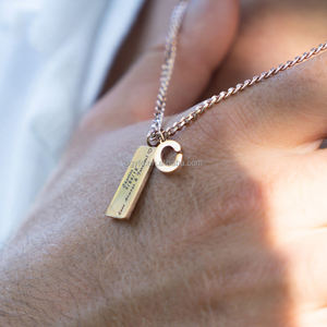 <span class=keywords><strong>Latitud</strong></span> <span class=keywords><strong>Longitud</strong></span> Coordenadas Ubicación Collar con encanto inicial Grabado personalizado Barra vertical Collar Colgante Hombres Cadena de bordillo - Product Image 5