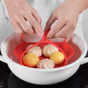 Foldable Silicone Steamer <b>Rack</b> Food Steaming Holder Food Grade Silicone Vegetable and Food Steamer Basket - Product Image 2