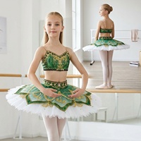 Tutu de ballet professionnel T2054 pour filles, vert dégradé, séparable, en tulle rigide, pour la scène et les compétitions, inspiré de La Corsaire
