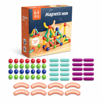 64 pièces de bâtonnets et billes magnétiques, jouet de construction, aimant puissant 2500GS, 3,5 cm, éducatif STEM, enfants, OEM ODM, vente en gros, CE EN71