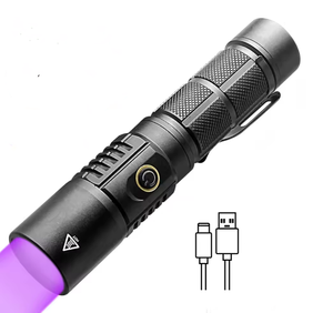 Mini Linterna UV <span class=keywords><strong>de</strong></span> 365nm Recargable por USB, Luz Negra para Detección <span class=keywords><strong>de</strong></span> Tinea, Manchas <span class=keywords><strong>de</strong></span> Orina <span class=keywords><strong>de</strong></span> Mascotas, Fugas, Minerales, Dinero y Escorpiones - Product Image 1