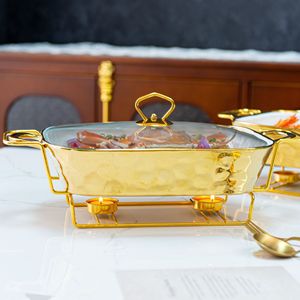Gold Stone Pattern <strong>Rectangular</strong> <strong>Ceramic</strong> <strong>Baking</strong> <strong>Tray</strong> Heating Dry Soup Pot Casserole Bake Ware - Product Image 5